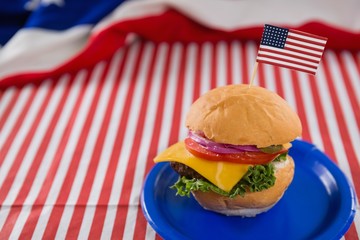 Wall Mural - Burger decorated with 4th july theme