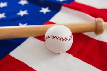 Wall Mural - Baseball and baseball bat on an American flag