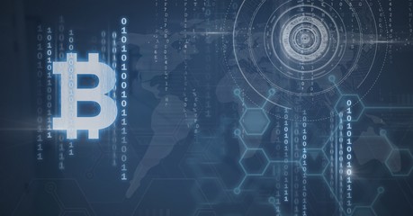 Poster - bitcoin graphic icon and technological graphics