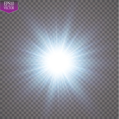 Wall Mural - Glow light effect. Starburst with sparkles on transparent background. Vector illustration. Sun

