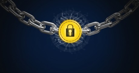 Poster - Chain holding security lock graphic icon