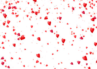 Wall Mural - Heart background. Falling from above romantic red love particles