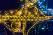 Above view of transport intersection city road at night