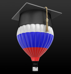 Poster - Hot Air Balloon with Russian flag and Graduation cap. Image with clipping path