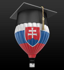 Poster - Hot Air Balloon with Slovak flag and Graduation cap. Image with clipping path