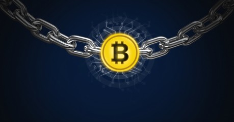Poster - Chain holding bitcoin graphic icon
