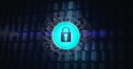 Poster - Security lock icon in city