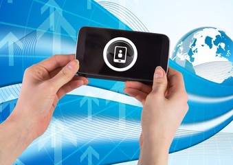 Poster - Phone contact profile icon and world globe