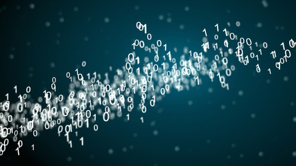 Wall Mural - Image of Abstract network with binary code