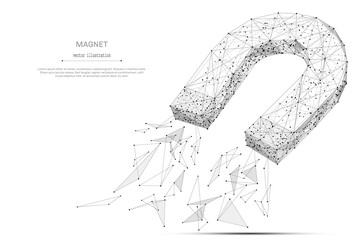 Poster - Abstract mash line and point magnet origami on white background with an inscription. Starry sky or space, consisting of stars and the universe. Vector low poly wireframe illustration