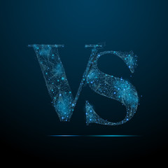 Leinwandbilder - Abstract image of VS letters in the form of a starry sky or space, consisting of points, lines, and shapes in the form of planets, stars and the universe. Vector VERSUS. RGB Color mode