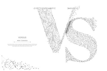 Aufkleber - Abstract mash line and point word VERSUS origami on white background with an inscription. Starry sky or space, consisting of stars and the universe. Vector VS letters illustration