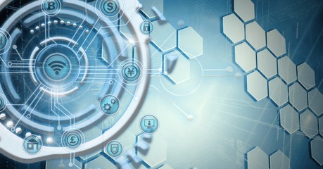 Poster - Futuristic business icons technology interface