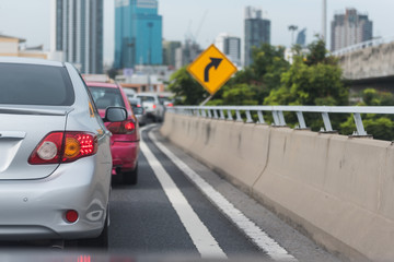 traffic jam  with row of cars