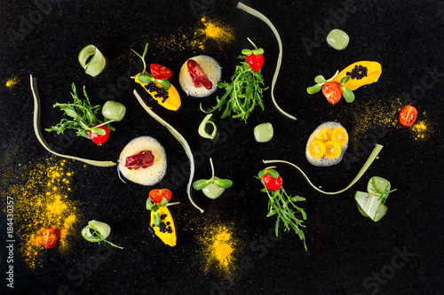 Fotografía Abstract gastronomy vanguard concept molecular cuisine background