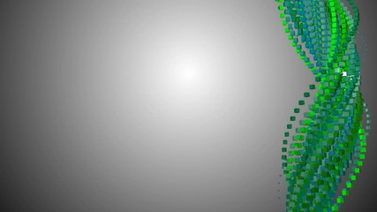 Poster - dna structure from cubes flies on the screen. place for text. abstract background.