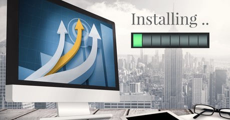 Aufkleber - Installing progress status power bar and computer