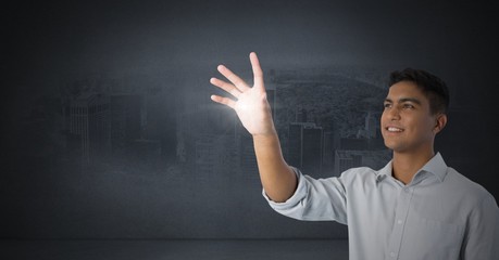 Poster - Businessman touching light area