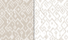 Ethnic Abstract Geometric Ikat Worn Out Pattern In Grey And White, Vector