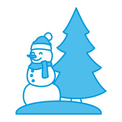 Poster - Snowman with tree pine icon vector illustration graphic design