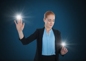 Poster - Businesswoman touching air glows