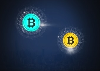 Poster - Bitcoin icon with circuit energy