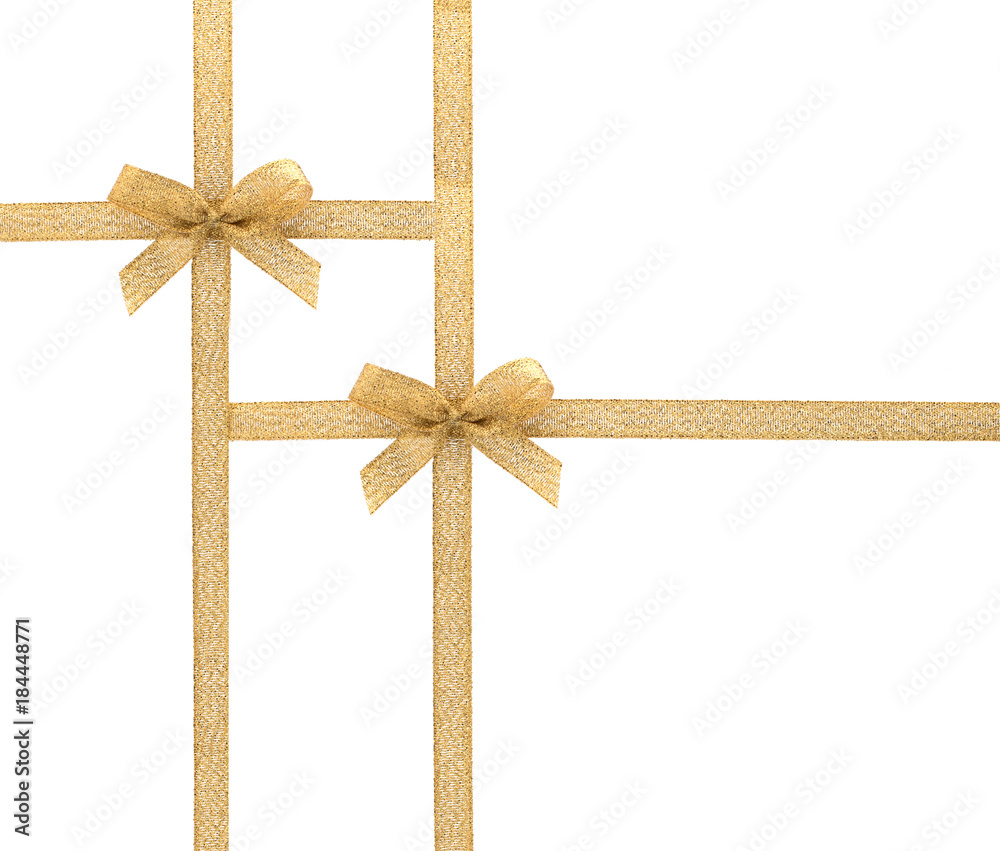 Gold ribbon with bow isolated on white background Stock Photo | Adobe Stock