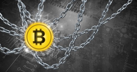 Poster - Chains holding core bitcoin graphic icon