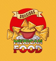 Canvas Print - mexican food delicious nachos cheddar spice vector illustration