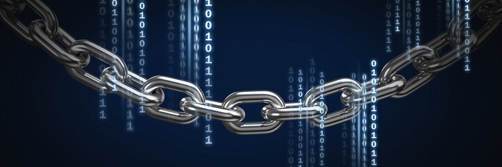Poster - Code number binary lines over chain