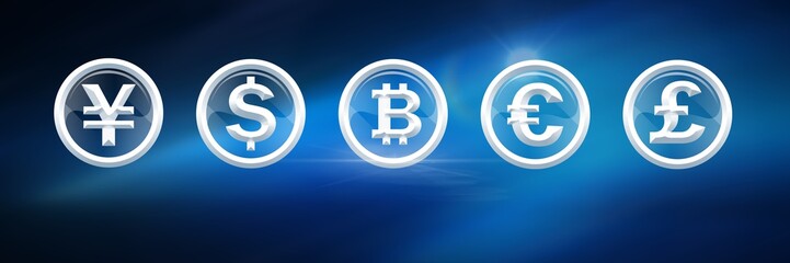 Poster - International money currencies in glass circles