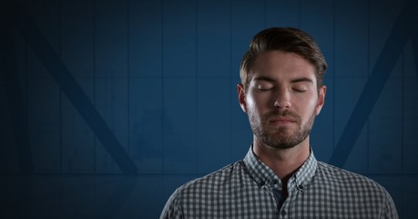 Poster - Businessman with eyes closed and dark background