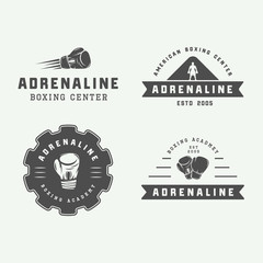 Wall Mural - Boxing and martial arts logo badges and labels in vintage style. Vector illustration