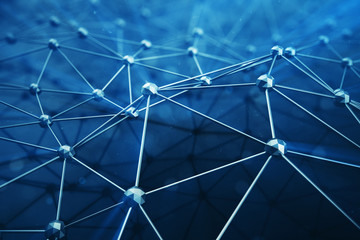 Poster - 3D illustration Abstract bacgkround connection dots and lines of technology. Connection structure. Science background. Futuristic polygonal background.