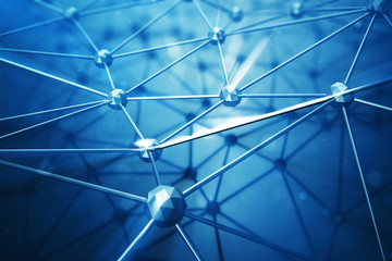 Poster - 3D illustration Abstract bacgkround connection dots and lines of technology. Connection structure. Science background. Futuristic polygonal background.