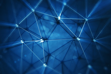 Poster - 3D illustration Abstract bacgkround connection dots and lines of technology. Connection structure. Science background. Futuristic polygonal background.