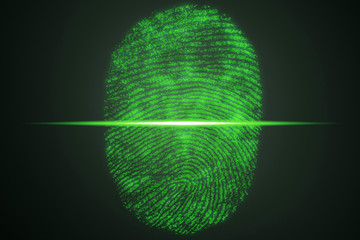 Poster - Fingerprint scanning for secure access. 3D rendering