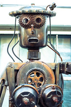Portrait Of A Rusty Spare Part Robot