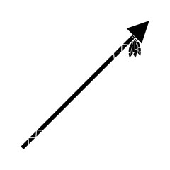 Sticker - spear native american indian weapon vector illustration black image