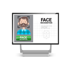 Poster - Computer Scanning User Male Face Identification Technology Access Control System Biometrical Recognition Concept Vector Illustration
