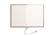 © dohee - empty(blank) book spread with colorful button isolated on the white background.