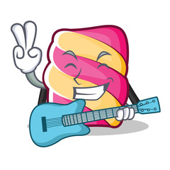 Poster - With guitar marshmallow character cartoon style