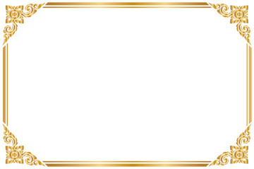 Frame and borders, Golden frame on white background. Thai pattern, Vector illustration