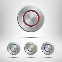 Poster - Metal button set isolated on grey background. Vector realistic design element.