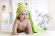 © Oksana Kuzmina - Cute seven months baby covered with green towel
