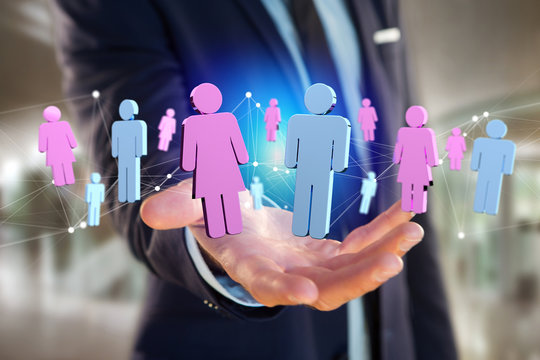Couple of a man and a woman meeting on the internet - 3D rendering