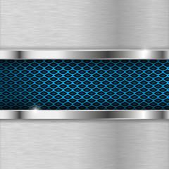 Wall Mural - Metal background with blue perforation