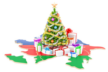 Poster - christmas and new year holidays in azerbaijan concept. 3d rendering