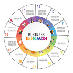 Poster - Circle chart infographic template with 12 options for presentations, advertising, layouts, annual reports