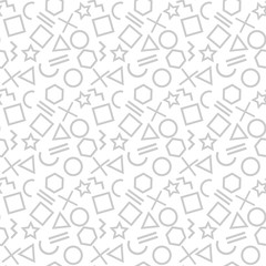 Canvas Print - Stylish seamless pattern of simple grey geometric shapes on white background. Modern abstract vector background.